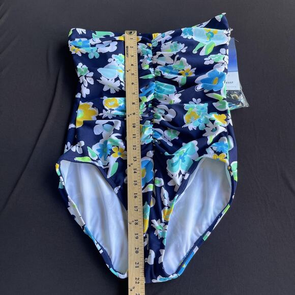 Gabar Swimsuit Womens 14 Navy Multi Floral Bandeau Chlorine Resist One Piece NWT - Picture 11 of 11